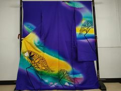訪問着 富士山 世界文化遺産 夕焼け 風景画 仮絵羽 未仕立て品 正絹
