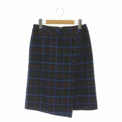 アルアバイル allureville 23AW ウィンドペンチェックミニスカート タイト ひざ丈 2 茶 ブラウン 青 ブルー /AT ■OS ■SHのサムネイル