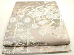 平和屋着物○龍村美術織物 たつむら 九寸開き名古屋帯 唐花雙鳥長斑錦 