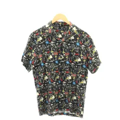 ジィ ヒステリック トリプルエックス Thee Hysteric XXX ROCKERS総柄 半袖オープンカラーシャツ 前開き S 黒 ブラック マルチカラー /CX ■OS ■PNのサムネイル