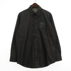 ラフシモンズ RAF SIMONS タグ付き ラストコレクション 23SS ストレートフィットデニムシャツ レザーワッペン 231-M242 黒 ブラック XS ☆AA★のサムネイル