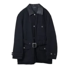 COMME des GARCONS HOMME AD1990 襟レザー ベルテッド ウール ハーフ コートのサムネイル