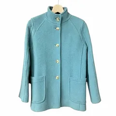 トラディショナルウェザーウェア Traditional Weatherwear ウール ハーフ コート スタンドカラー 緑 エメラルドグリーン 32 XS位のサムネイル