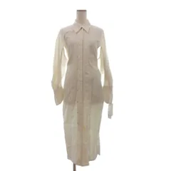 マメクロゴウチ  Mame Kurogouchi タグ付き 22SS Viscose Hemp Shirtdress シャツワンピース 長袖 ロング丈 比翼ボタン MM22SS-DR033 アイボリー 1のサムネイル