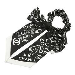 CHANEL ヘアゴム シュシュ リボン ブラック ピンク - メルカリ