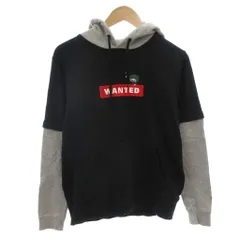 ランドリー Laundry パーカー フード プルオーバー 刺繍 泥棒 バイカラー フェイクレイヤード 長袖 S グレー ブラック /FFのサムネイル