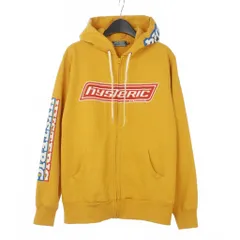 ヒステリックグラマー HYSTERIC GLAMOUR ジップパーカー フーディ 長袖 ロゴプリント コットン Mサイズ イエロー 黄 02241CF02