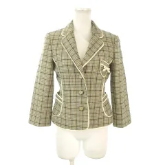 ジューシークチュール JUICY COUTURE テーラードジャケット 上着 P ベージュ チェック柄 パイピング リボン 長袖 /AO6 ■ECA005のサムネイル