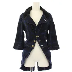 コムデギャルソンコムデギャルソン COMME des GARCONS COMME des GARCONS コムコム AD2007 燕尾ロングジャケット チェック 五分袖 S 紺 青 RA-J018 /TKのサムネイル