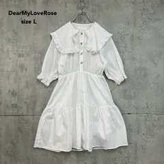 DearMyLoveRose ディアマイラブローズ Lサイズ ビッグ襟 セーラー ティアード ミニ ワンピース 白 ホワイト 533454 ハート ボタン フリル ギャザー パフスリーブ 五分袖 地雷系 量産型 ★ ■◇のサムネイル
