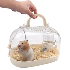 持ち運び お出かけ キンクマ プラケース ジャンガリアン 大きめ 移動 ケージ キャリー 帰省 小動物 透明 通院(給水器付き) キャリーケース ハムスターのサムネイル