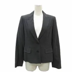 アクアスキュータム AQUASCUTUM テーラードジャケット シングルボタン 総裏地 ミドル丈 6S 黒 ブラック ピンストライプ /SM39 ■ECC004のサムネイル