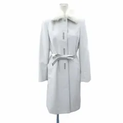 ケーティー キヨコ タカセ  K.T KIYOKO TAKASE ステンカラーコート ロング丈 アンゴラ ウール混 11号 ライトグレー ファー 無地 /SY36 ■ECA005のサムネイル