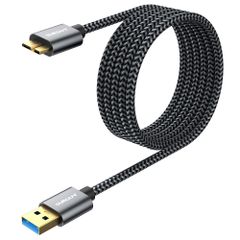 SUNGUY USB 3.0 Cable, Micro B to Micro Type B Male, 2M, Type A Male to Micro Type B Male, USB Cable, Compatible with External HDDs/SSDs, Hard Drives, HD Cameras, etc., Micro B Conversion Cable, High-Speed ​​Data Transfer, 2m, Gray