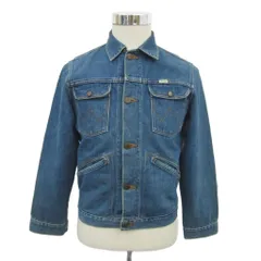 ラングラー WRANGLER デニムジャケット Gジャン ジージャン M 青 ブルー ユーズド加工 ミドル丈 /YS12 ■ECA005のサムネイル
