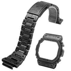【新品】 Korlexchi MODキット メタルウォッチバンドとウォッチケース メンズ カシオ DW5600 GW-B5600に対応 ブレスレットと腕時計ベゼル G-SHOCK GW-M5610 G-5600E用 316ステンレススチール レトロな3Dカ 1