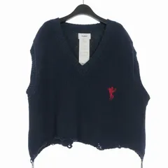 ダブレット doublet 18AW OVWRSIZED BROKEN VEST ウール ニットベスト セーター F ネイビー 紺 18AW35KN20のサムネイル