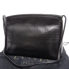 ☆LANVIN PARIS ランバン ヴィンテージ レザー ミニ ショルダーバッグ イタリア製 ブラック 型押し 斜めがけ ポシェット 本革のサムネイル