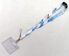 [중고] 스트랩 로고 (화이트 × 라이트 블루) 넥 스트랩 (클리어 카드 케이스 포함) [TIGER & BUNNY2 in 난자 타운]