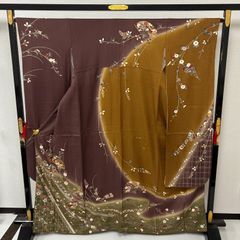 D829 訪問着 やまと誂製 刺繍 鳥 花模様 正絹 着物 単衣 極美品 - メルカリ