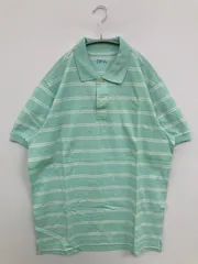 UNIQLO ユニクロ ポロシャツ XL ライトグリーン ボーダー柄 ブランドロゴ 半袖 メンズ