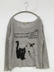Purple Gray ニット/セーター グレー ニット 前面プリント ショート丈 長袖 ボートネック メンズ レディース