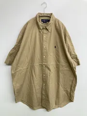 Ralph Lauren ラルフローレン シャツ/ブラウス XL ベージュ コットン 無地 ワンポイント ブランドロゴ ボタンダウン 半袖 ミドル丈 メンズ