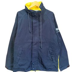 nautica ノーティカ バイカラー セーリングジャケット メンズM 古着 マウンテンパーカー コットン×ナイロン ネイビー イエロー 紺色 黄色 アウトドアジャケット MS1298