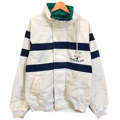 90年代 NAUTICA ノーティカ J-CLASS セーリングジャケット メンズL 古着 コットン ナイロン ホワイト ネイビー グリーン 白 紺 緑 ブルゾン・ジャケット MS1299