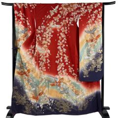 J571 美品 振袖 長襦袢セット 金彩加工 手描き 蝶 正絹 身丈166cm 