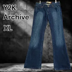 00s ROXY Y2K ローライズ フレアデニム ジーンズ インディゴ 製品加工 ベルボトム 刺繍 マルチカラー サーフ テック archive Low rise Flare Denim Pants Jeans Multi Stitch レディースXL相当