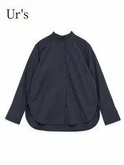 【Ur's】ユアーズ　シャツ　ブラウス　Mサイズ　ネイビー　紺のサムネイル