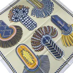 HERMES(エルメス) スカーフ美品  カレ90,カレ 90 ダブルフェイス グリペール×ジョーヌパール×マルチ EPAULETTES de GALA