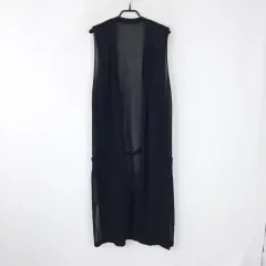 レディース ベルト付き ニット ロング丈 ベスト F