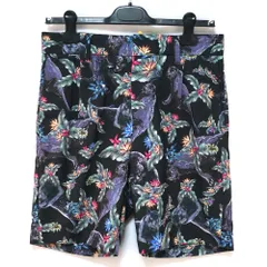 14SS DIET BUTCHER SLIM SKIN ダイエットブッチャースリムスキン ボタニカル＆ヒョウ柄 プリント ハーフ パンツ ブラック サイズ1のサムネイル