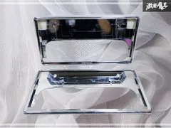 ☆破損無し☆ トヨタ純正 汎用 ナンバープレート ナンバーフレーム ライセンスフレーム カバー 枠 メッキ 2枚セット 08407-00270 棚のサムネイル