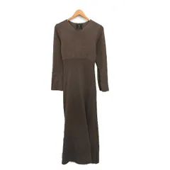 オルドット Olu. ニット ワンピース ロング Vネック コットン シンプル F ブラウン 茶 /KT24