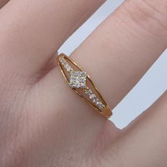 エテ K18YG エメ スクエア パヴェ ピンキーリング - メルカリ