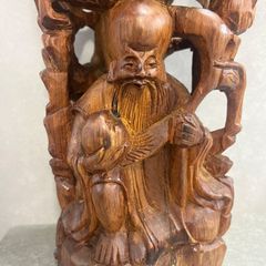 送料無料　清時代 龍眼木彫刻寿老人　高さ31ｃｍ 木彫り 彫刻 寿老人 置物 古美術 高さ30cm - メルカリ