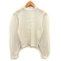 ザラ ZARA 透かし編み ニット セーター リブ クロップド レース 長袖 M オフホワイト /NT10