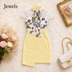 Jewels ジュエルズ♡花柄レース リボンタイ キャバドレス ワンピース Mのサムネイル