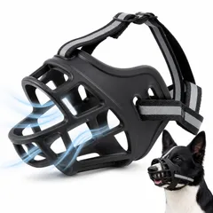 日本レリア 【獣医師監修】犬 口輪 拾い食い防止 無駄吠え 噛みつき防止 犬用マズル 柔らかい 通気性 サイズ調整可能 小型犬 中型犬 大型犬 向け 犬用 くちわ 噛み癖 しつけ グッズ ブラック (XS (2号)) [XS (2号)]のサムネイル