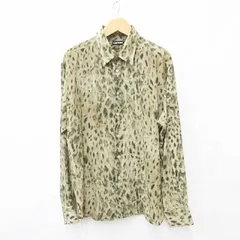 トムフォード TOM FORD シャツ ブラウス 長袖 アニマル柄 レオパード柄 シルク 絹 ベージュ ブラウン カーキ 黒 45のサムネイル