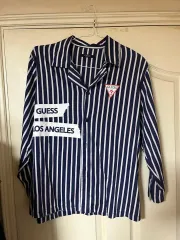 GUESS ストライプ 長袖 シャツ ネイビーのサムネイル