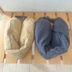 無印良品☆1回使用☆ネックピロー（旅行用）☆2点セット☆ストライプのサムネイル