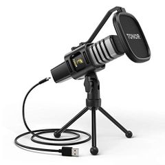 TONOR USB 마이크 콘덴서 컴퓨터 PC용 마이크 삼각대 스탠드 첨부 팝 필터 첨부 완충 설치 기구 게임/스트리밍/팟캐스트/YouTube/음성 오버/Skype/Twitch용 노트북 d20f164b