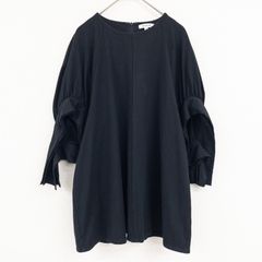 麻100%》ハウスオブロータス 半袖 ボリュームフリル ブラウス 日本製 M 