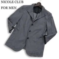 NICOLE CLUB FOR MEN ニコルクラブ フォーメン 春夏 襟ワイヤー★ 七分袖 ピケ イタリアンカラージャケット Sz.46 メンズ 灰