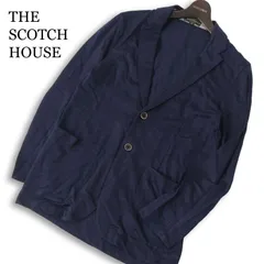 THE SCOTCH HOUSE スコッチハウス 春夏 麻100%★ リネン アンコン ジャージー コンフォート ジャケット Sz.M メンズ 紺のサムネイル