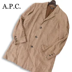 名作★ A.P.C. アーペーセー 春夏★ 麻100% 千鳥柄 リネン チェスター コート ロング ジャケット Sz.S メンズのサムネイル